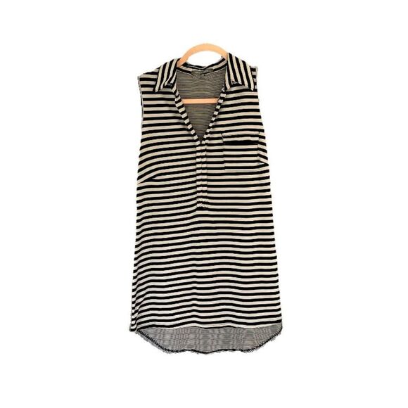 RETRO-ology Collared Tank Top, Beige and Black Striped, Medium - Picture 1 of 2